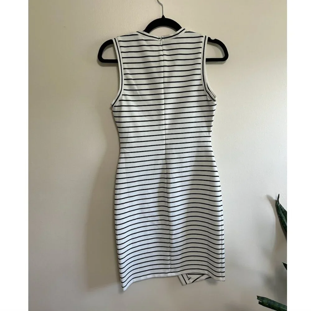 Olivia Grey Asymmetrical Striped Dress - Picture 5 of 6